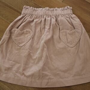 Bonton Girl's Heart Pocket Mini Skirt A Line Peach Pink Light Corduroy 8 Douchka